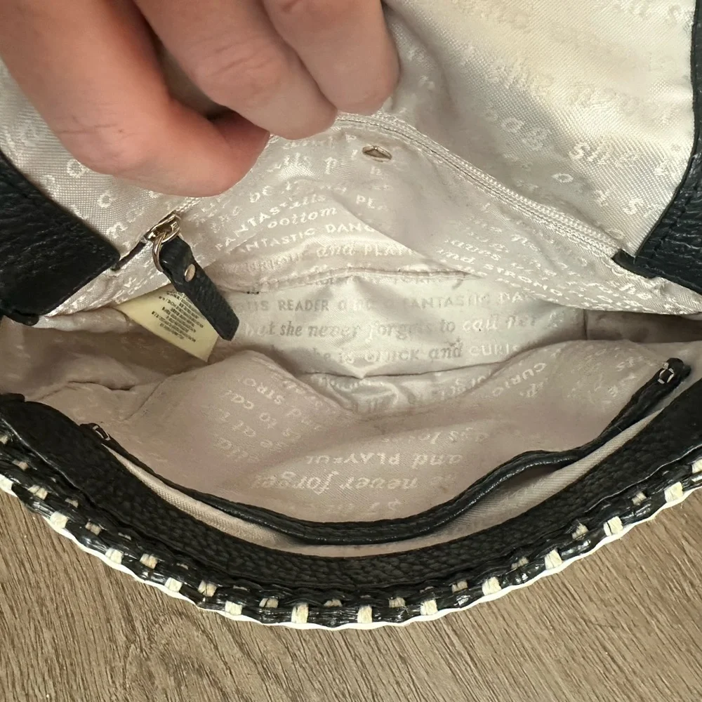 kate spade Black Pebbled Leather Crossbody with Contrast Stitching